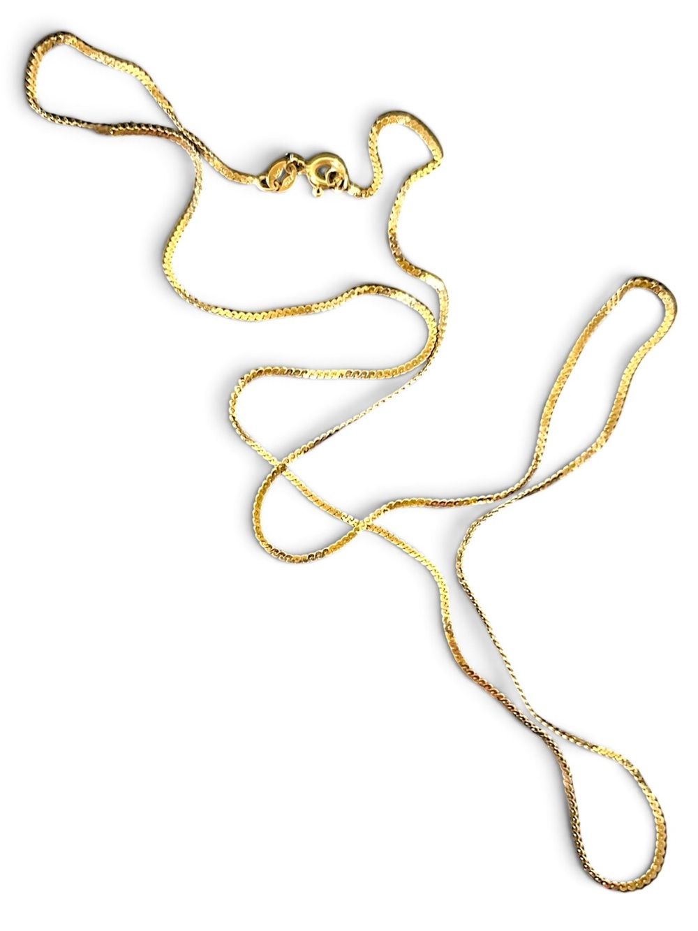 Vintage 14K Solid Gold 20" Serpentine Chain Necklace Italy 1.8g